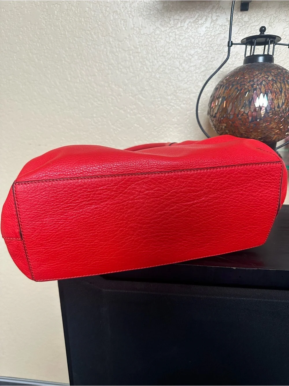 kate spade Red real Pebbled Leather Double-Handle Shoulder Bag